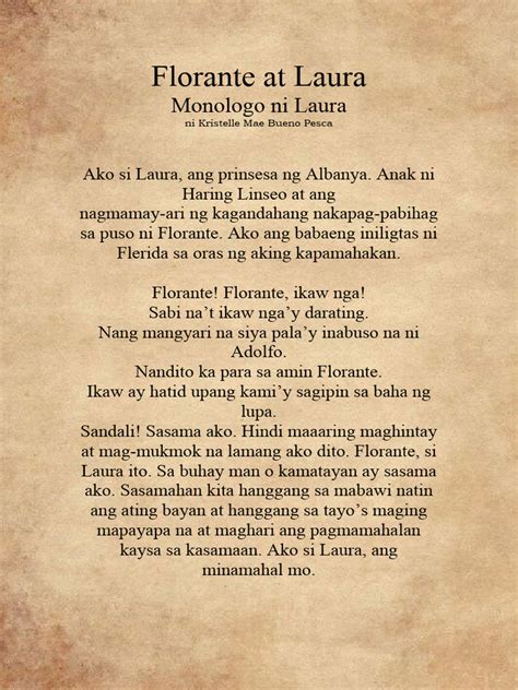 Florante At Laura Monologo Ni Laura Pdf