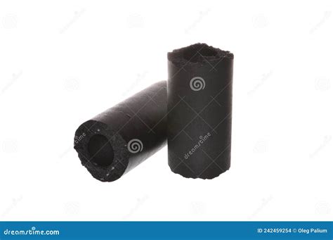 Pressed Charcoal Isolated On White Background Stock Photo Image Of