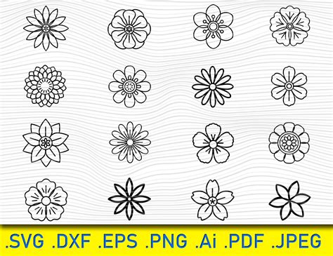 16 Flowers Svg, Geometric Simple, Chamomile, Spring Svg, Beauty Pattern ...