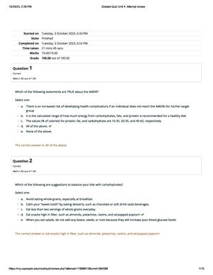 Graded Quiz Unit 4 Attempt Review Started On Wednesday 28 September