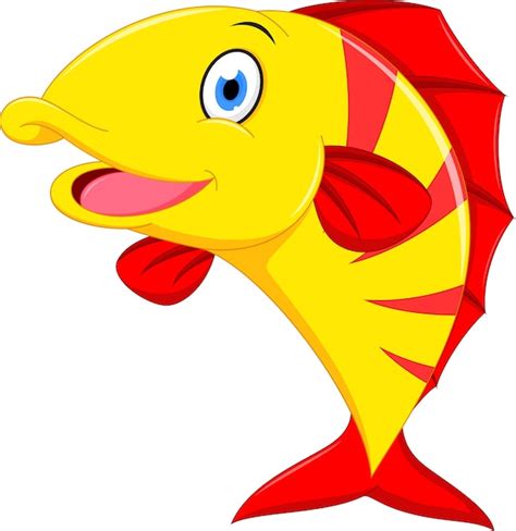 Premium Vector Happy Fish Cartoon