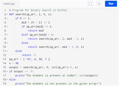 Program For Binary Search In Python Go Coding