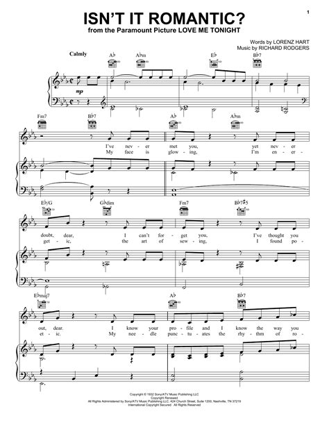 Rodgers And Hart Isn T It Romantic Sheet Music Notes Chords Score Download Printable Pdf Score