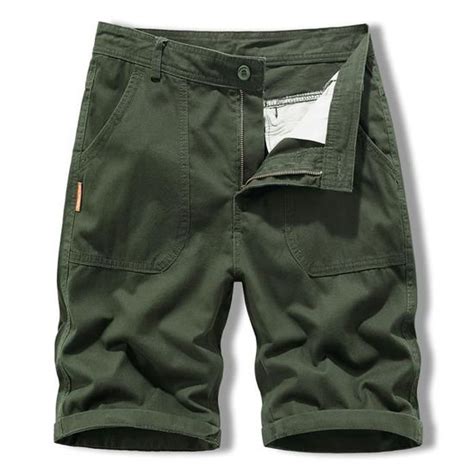 Cargo Short Homme Ete En Coton Coupe Droite Short Multi Poches Couleur