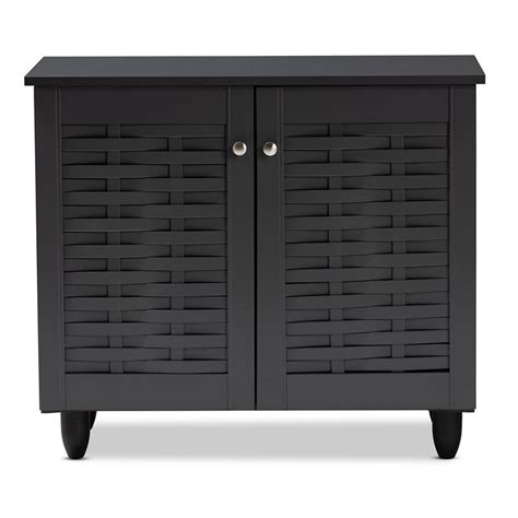 Baxton Studio Winda Door Wood Entryway Shoe Cabinet In Dark Gray