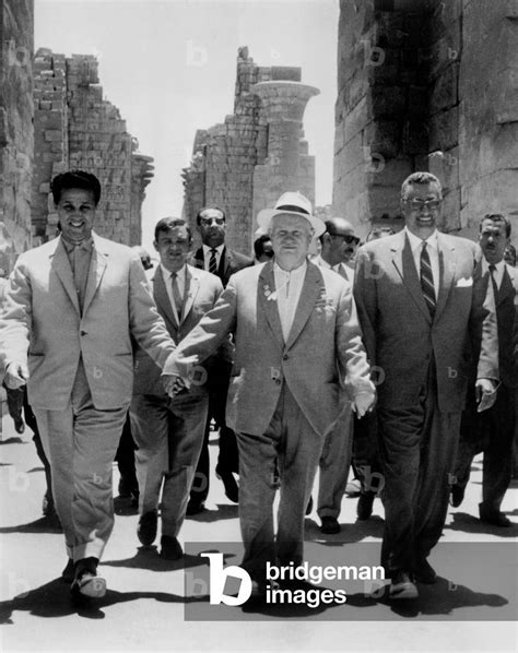 Ahmed Ben Bella Nikita Khroushchev And Nasser At The Inauguration Of