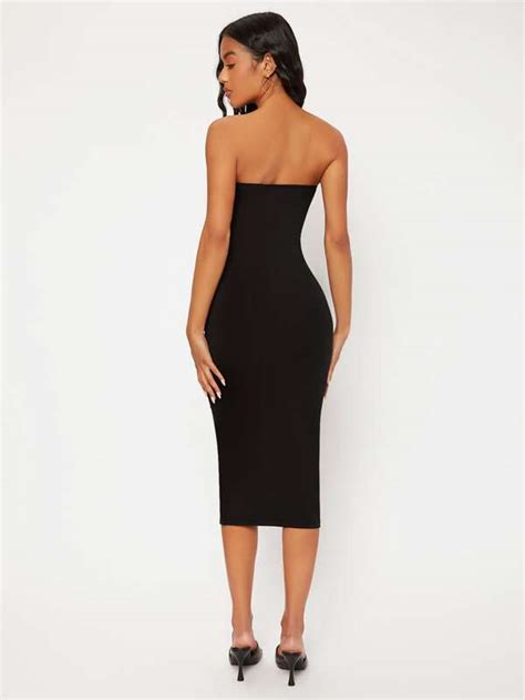 Shein Basics Solid Tube Bodycon Dress Shein In