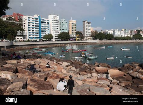 View Of Sampans In The Harbour In Front Of Stanley Main Street Stanley