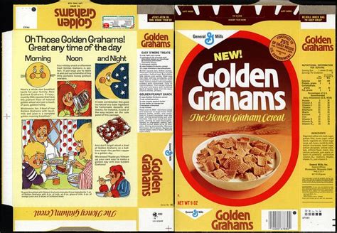 General Mills - Golden Grahams - NEW! - cereal box - 1975 | Golden grahams cereal, Golden ...