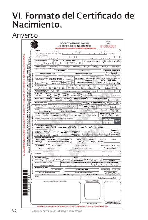 Certificado De Nacimiento 32 Subsistema De Información Sobre