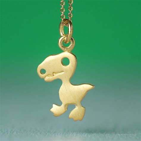 Solid Gold T Rex Necklace Tyrannosaurus 14k Solid Pendant Etsy