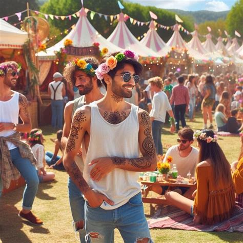 Premium Photo A Man With A Flower In His Hair Is Walking In A Crowd