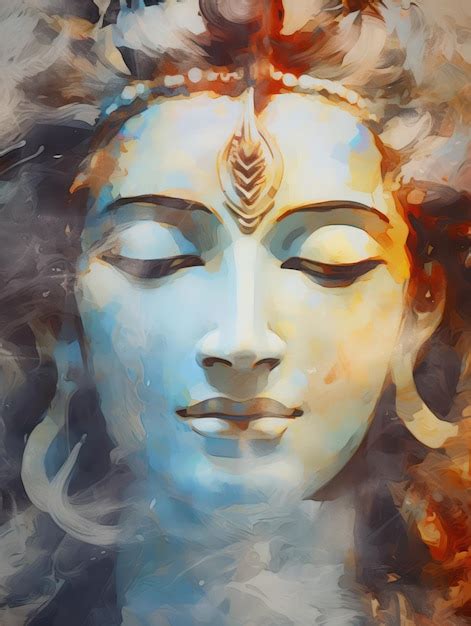 Premium AI Image Lord Shiva Statue Painting Artwork Generative AI