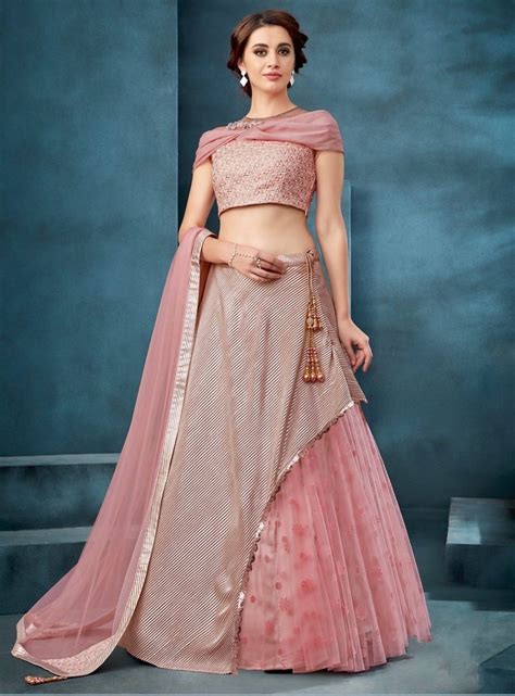 Pink Drape Shoulder Designer Lehenga Choli Lehengas Designer Collection