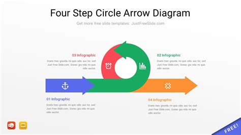 Four Step Circle Arrow Diagram Template Free Download Just Free Slide