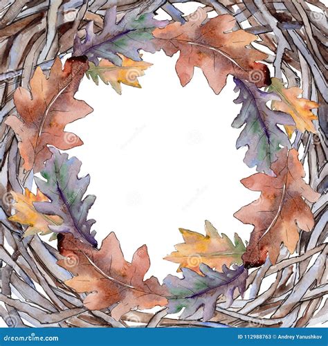 Oak Leaves Frame In A Watercolor Style Stock Illustration