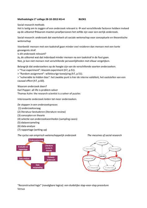 College Aantekeningen Methodologie Alle Hoorcolleges Methodologie E