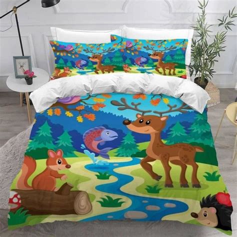 Housse De Couette 220X240 Animaux De La Forêt Imprimé 3D Mangas De