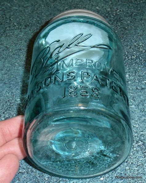 Nice Aqua Ball Improved Masons Patent 1858 Fruit Jar With Zinc Lid Rare Ball Canning