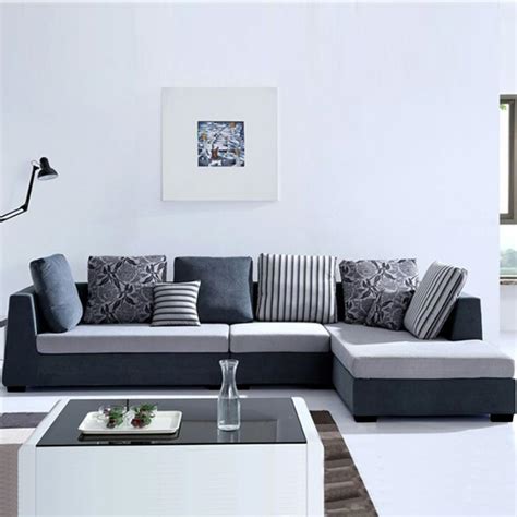 Sunuzu Solatio 5 Seater Fabric RHS L Shape Sofa Set Light Grey Dark