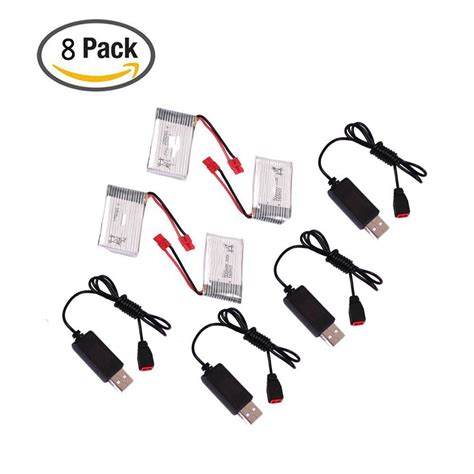 EBOYU TM 3 7V 500mAh 20C Lipo Battery 4PCS With 4x USB Charging Cable