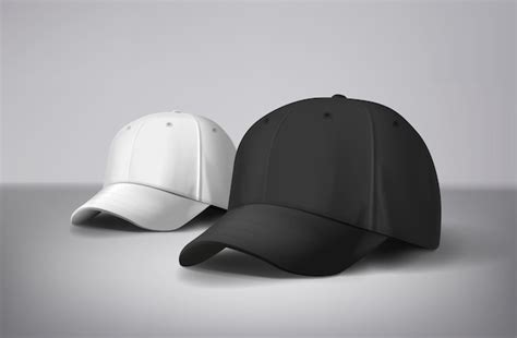 Premium Vector Black And White Baseball Caps Mock Up In Gray