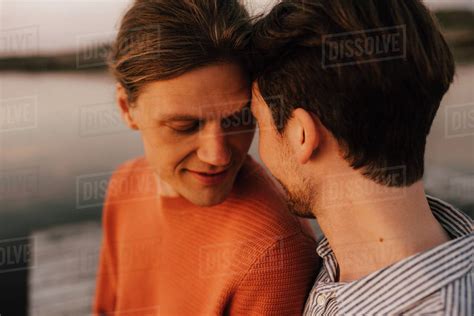 Gay Couple Doing Romance At Lakeshore Royalty Free Stock Photo Dissolve