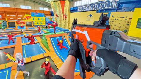 Nerf War Amusement Park Battle 30 Nerf First Person Shooter YouTube