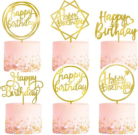 160 Pcs Gold Happy Birthday Cake Toppers Acrylic Cake