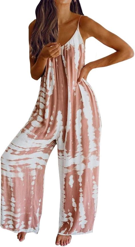 Shujin Damen Sommer Lange Jumpsuit Tie Dye Overall Elegante Latzhose