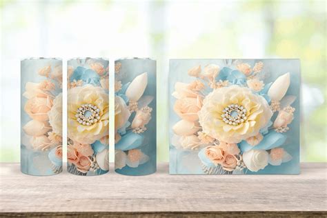 3d Flower Bouquet Tumbler Sublimation Graphic By Wandl Designs Pa