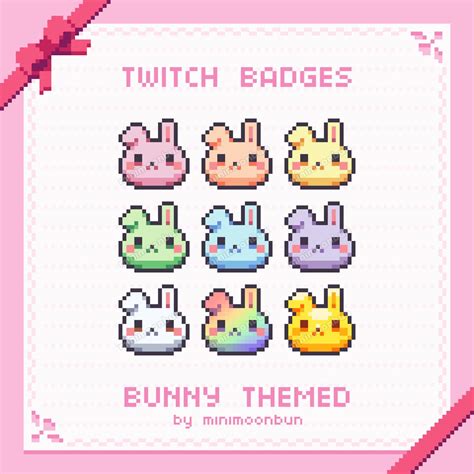 Bunny Face Badges Cute Pixel Art Twitch Sub Bit Badges Etsy