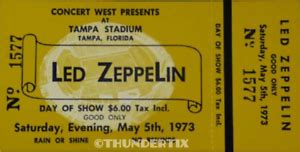 Led Zeppelin Vintage Full Concert Ticket Tampa Ephemera