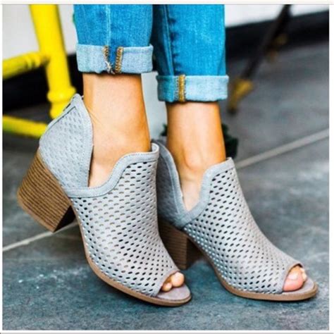 Qupid Shoes Perforated Peep Toe Booties Poshmark