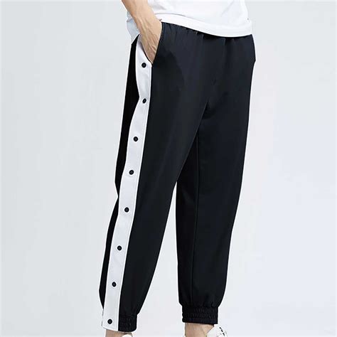 Button Tear Away Basketball Pants Training Warm Up Sweatpants Mens