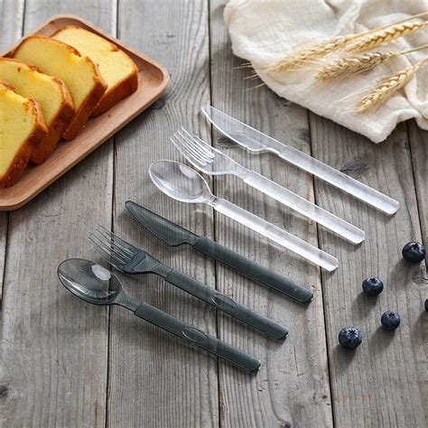 Disposable Products Knife Spoon Fork Black Transparent Tableware