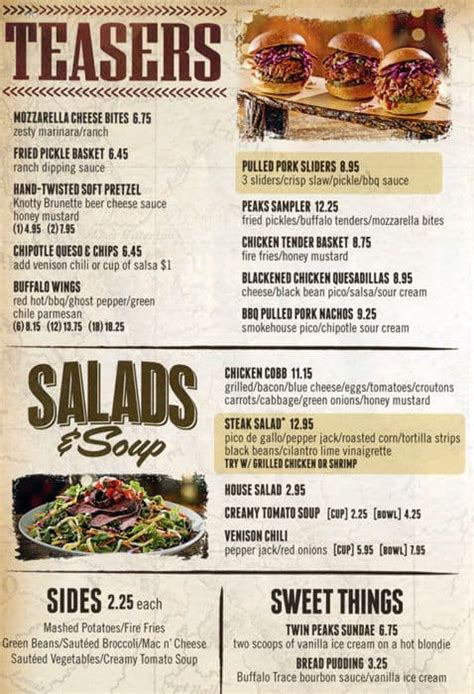 Twin Peaks Happy Hour Menu