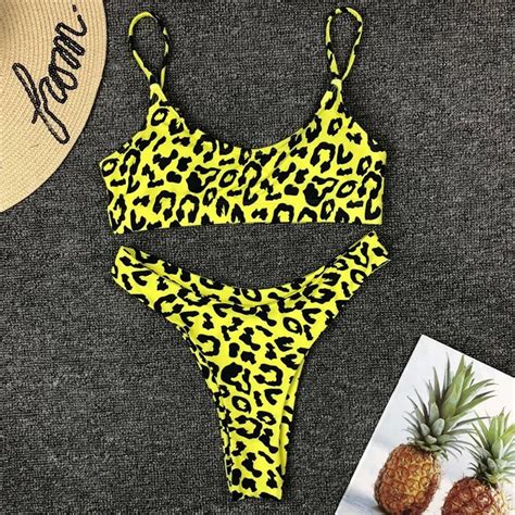Sexy Leopard Bikinis Micro Bikini Set Push Up Thong Biquini High Cut