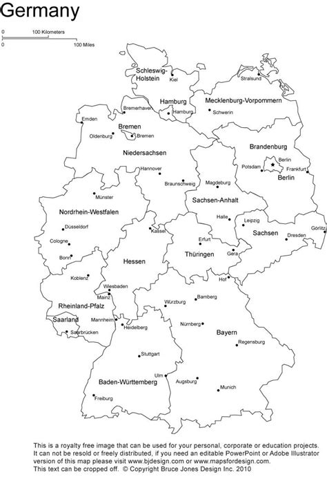 Printable map of Germany - Free printable map of Germany (Western ...