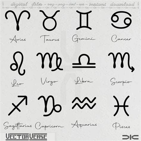 Zodiac Symbols Svg Bundle Zodiac Svg Astrology Svg Horoscope Svg