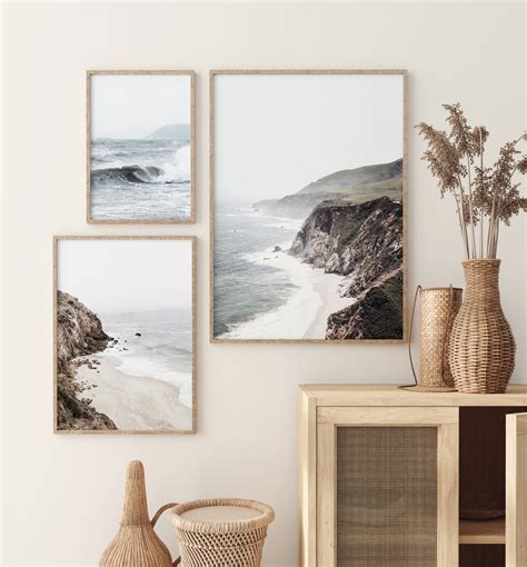 Set Of 3 Coastal Prints Beach Wall Art Set Coast Etsy