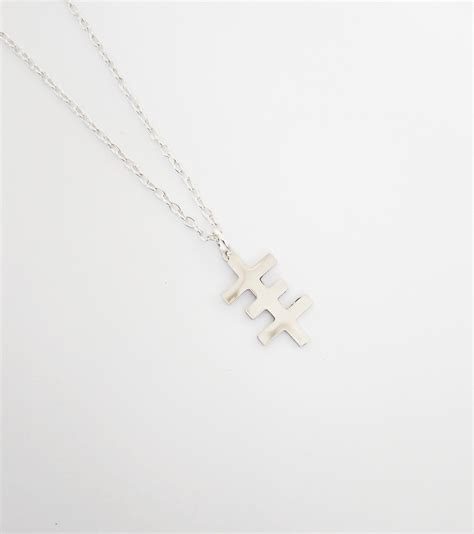 Psychic Cross Symbol Silver Plated Pendant Necklace 20 Inch Etsy Uk