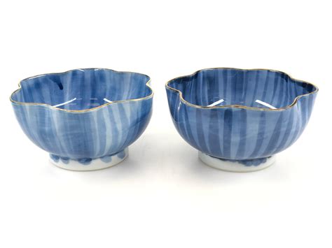 Lot Modern Japanese Blue White Porcelain Bowls