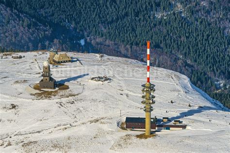 Luftaufnahme Feldberg Schwarzwald Winterluftbild Funkturm Und