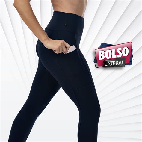 Legging Lisa Cós Alto Suplex Bolso Lateral Analu Moda Feminina