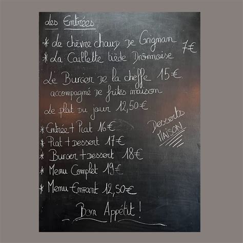 Menù Completo E Carta 2024 Restaurant Entre Nous A Valaurie Thefork