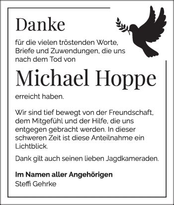 Traueranzeigen Von Michael Hoppe Rz Trauer De