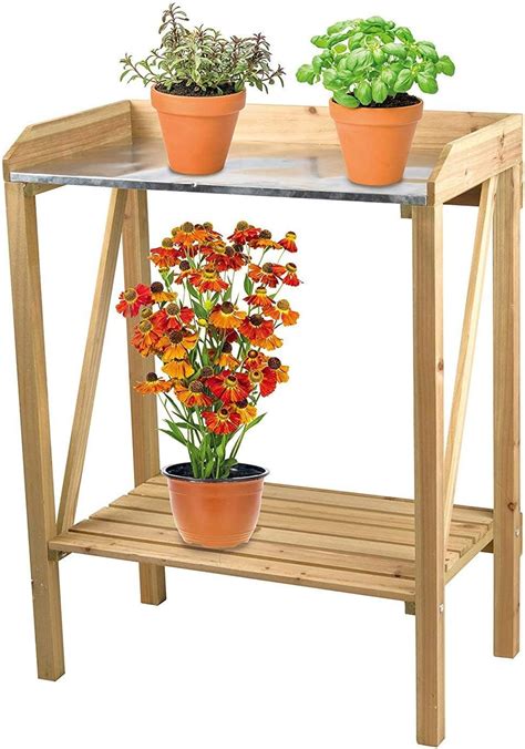 Garden Mile® Wooden Garden Planting Bench Table Potting Station Outdoor Greenhouse Shed For