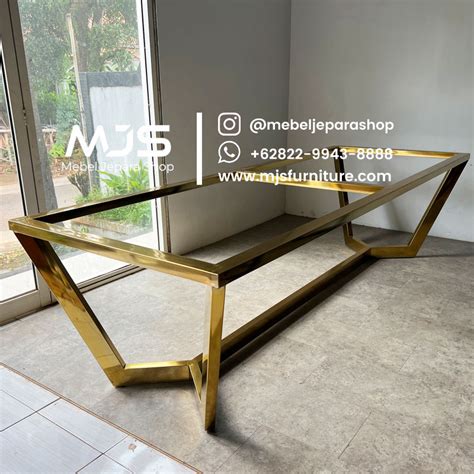 Kaki Meja Stainless Gold Emas Glossy Mjs Furniture Jepara