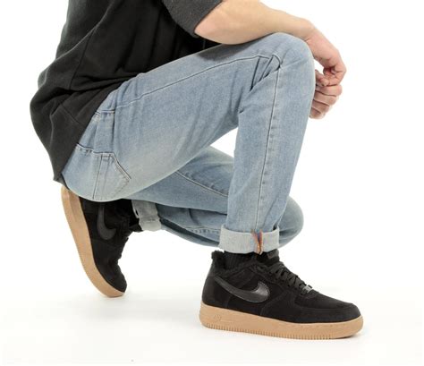 Найк Аир Форс 1 Зимние Кроссовки Мужские на Меху Черные Nike Air Force ...